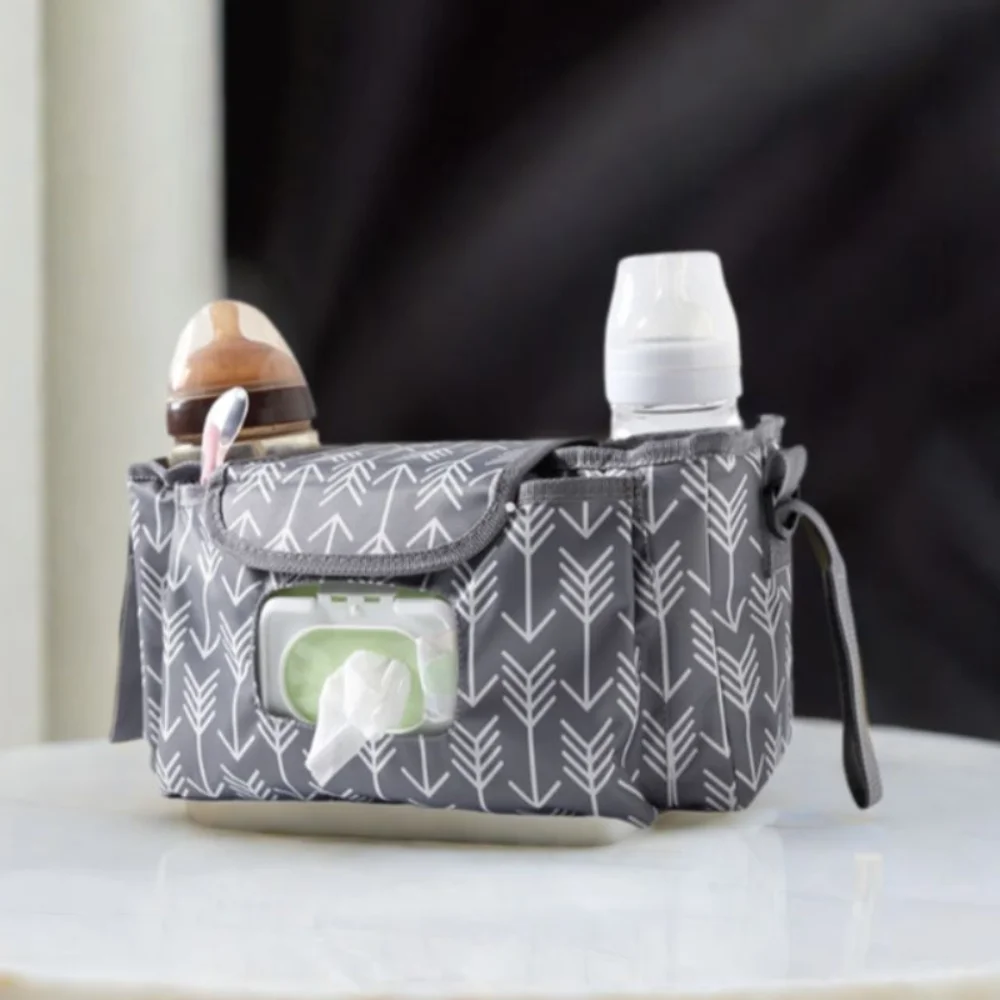 Bolsa multifuncional para cochecito de bebé, impermeable con múltiples bolsillos, bolsa colgante de toallitas húmedas, bolso para mamá para el cuidado del bebé