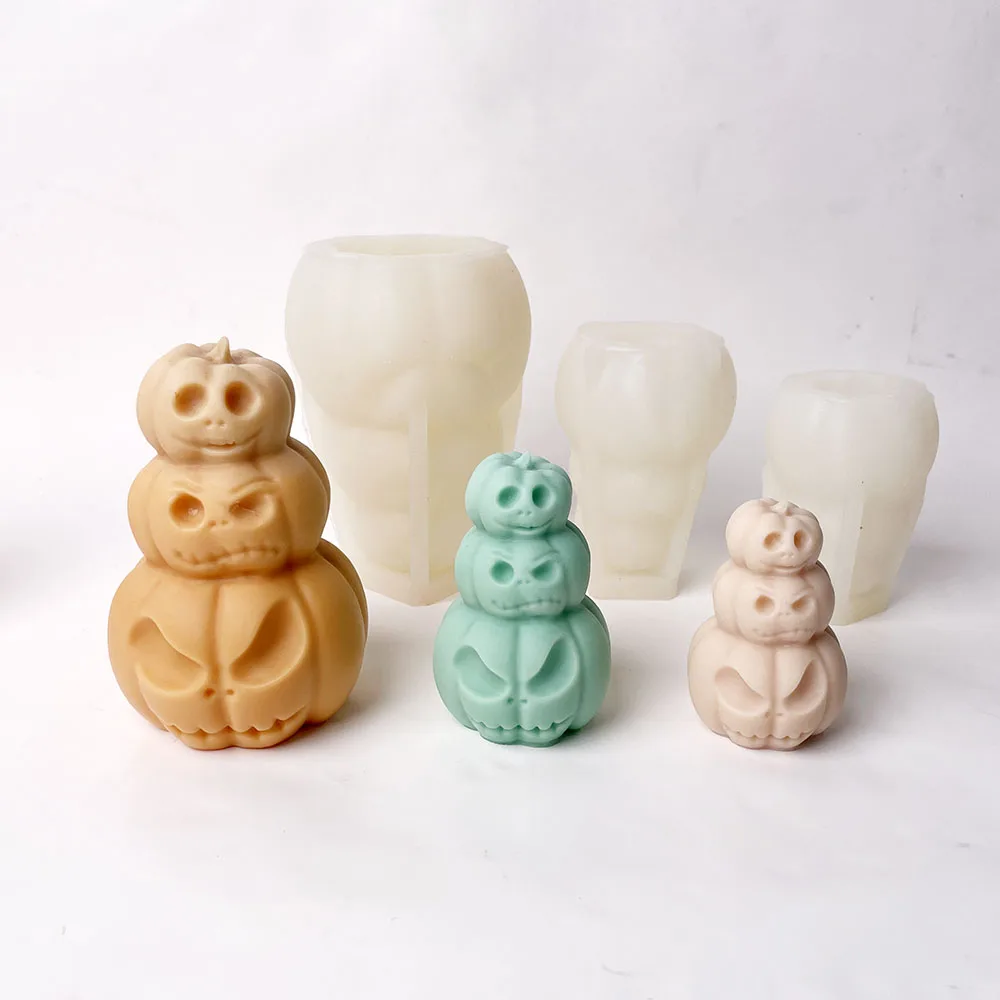

Stacked Pumpkin Halloween Decoration Aromatherapy Gypsum Candle Handmade Silicone Mold