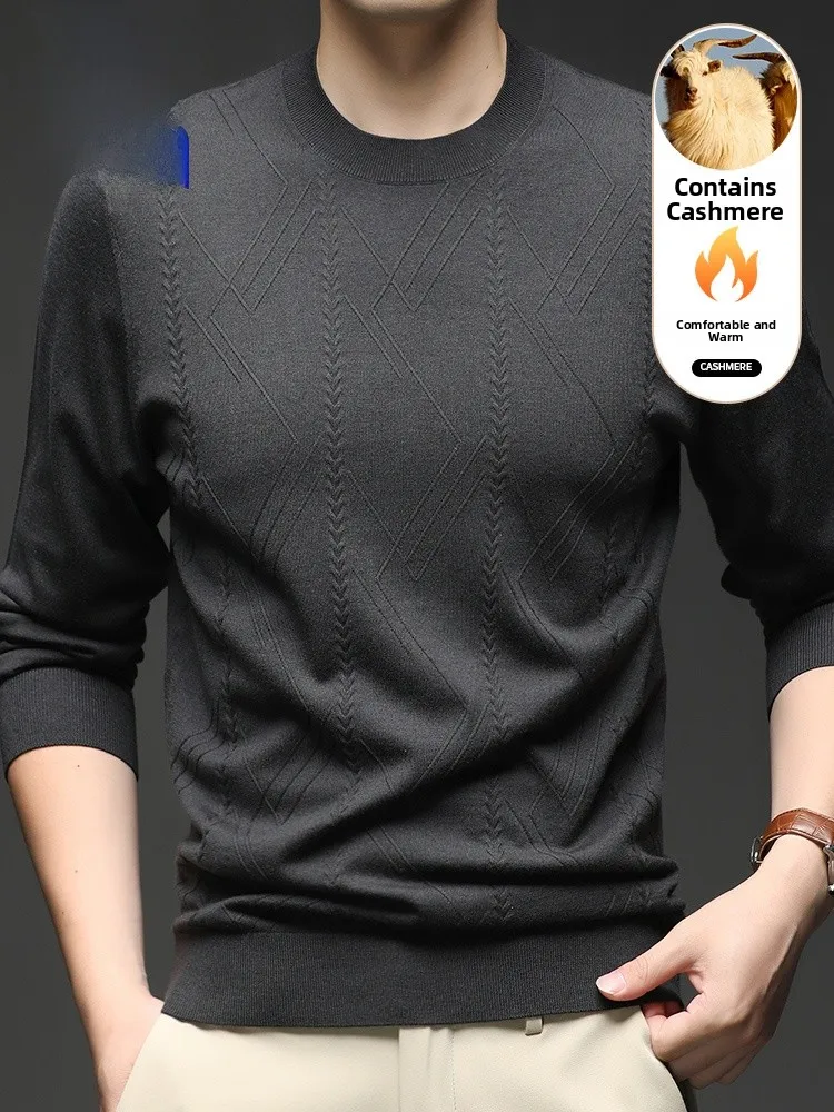 

Thiened Knitted Camere Sweater round Ne Men's Casual Wear Warm Busin Casual Sle Soft Polyester Nylon Blend