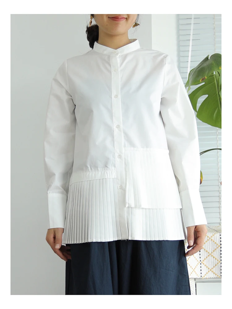 

Женская блузка с плиссированным подолом и длинными рукавами, премиум-класса, модная повседневная одежда, осенняя коллекция, без бренда (регистрация не требуется)