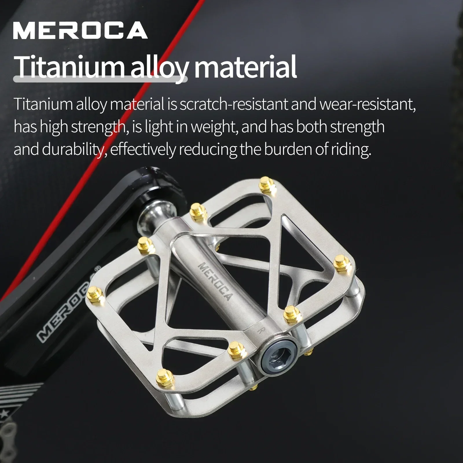 MEROCA 3 Bearing structure double-sided anti-slip nails hollow design Lightweight titanium  pedals for Mountain Bike Accessorie