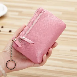 Fashion Leather Women Man Wallet Clutch Double Zipper Female Short Small Coin Purse Brand New Design Soft Mini Card Cash Holder