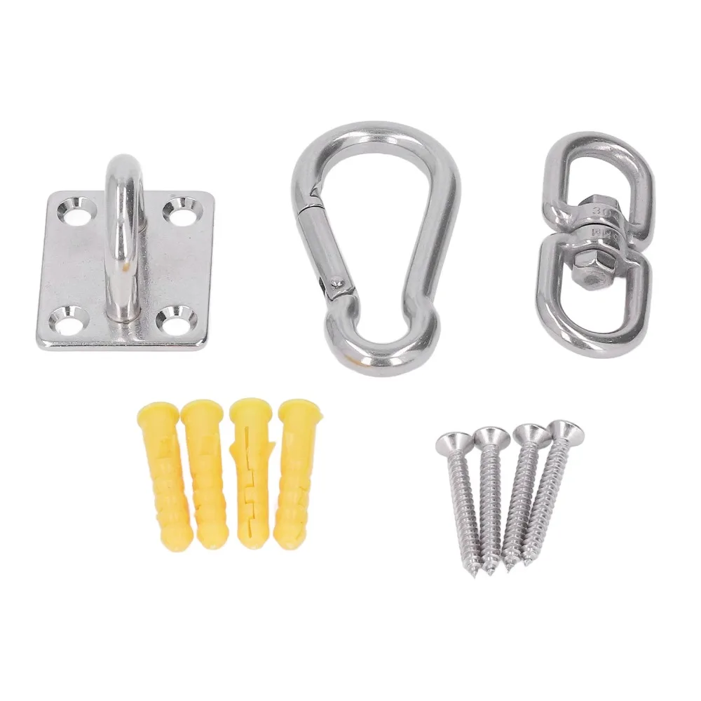 

7 Pcs Durable M8 Hammock Hanging Hardware Heavy Duty Rectangle Sun Shade Sail Fixing Stainless Steel Pad Eye Plate Yoga Swing