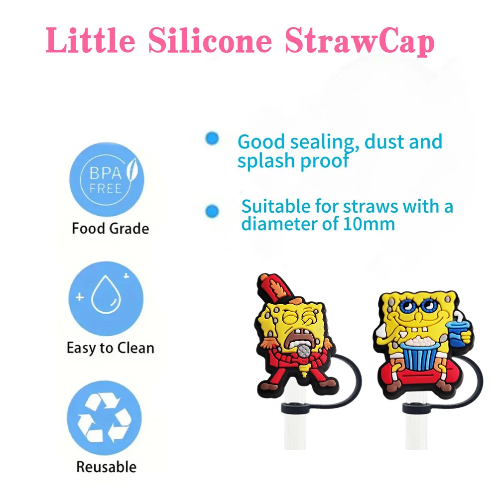 straw topper Comedy animation cartoon Silicone Straw Tip Splash Proof Drinking Dust Cap straw cap Suit For 9mm-10mm straw cap