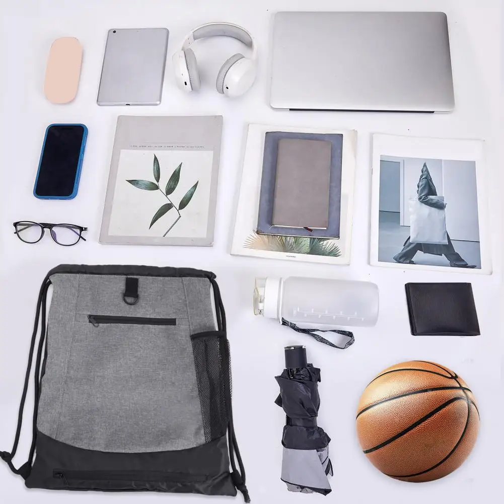 

Баскетбольный рюкзак с сетчатыми сумками Универсальный нейлоновый баскетбольный рюкзак Складной баскетбольный рюкзак на шнурке для футбола для мальчиков