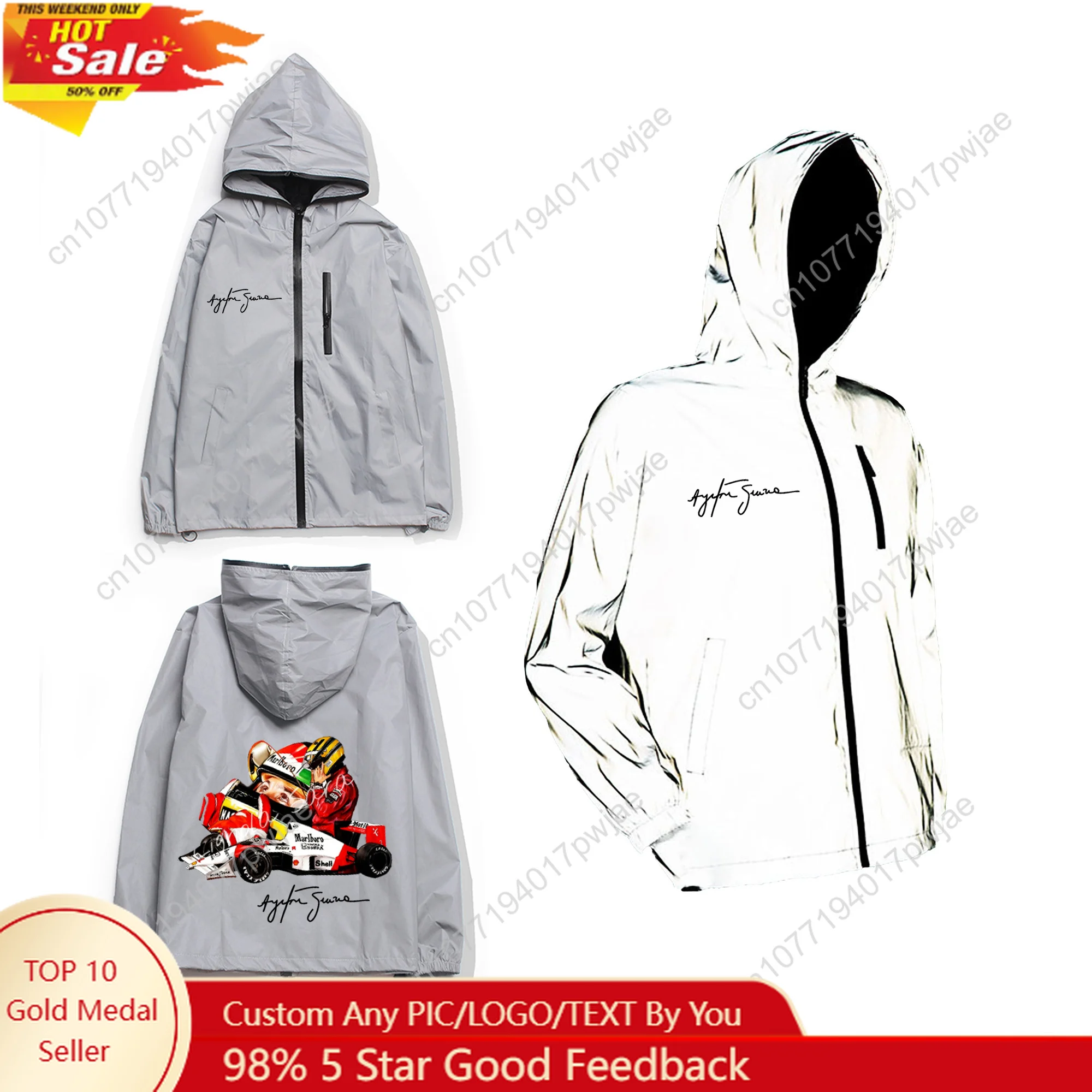 アイルトン・セナ-レーシング-グラフィック-反射ジャケット-メンズ-レディース-コート-フード付き-ウインドブレーカー-ラン-ポケット-ジャケット-ジッパー-カスタマイズされたパーカー