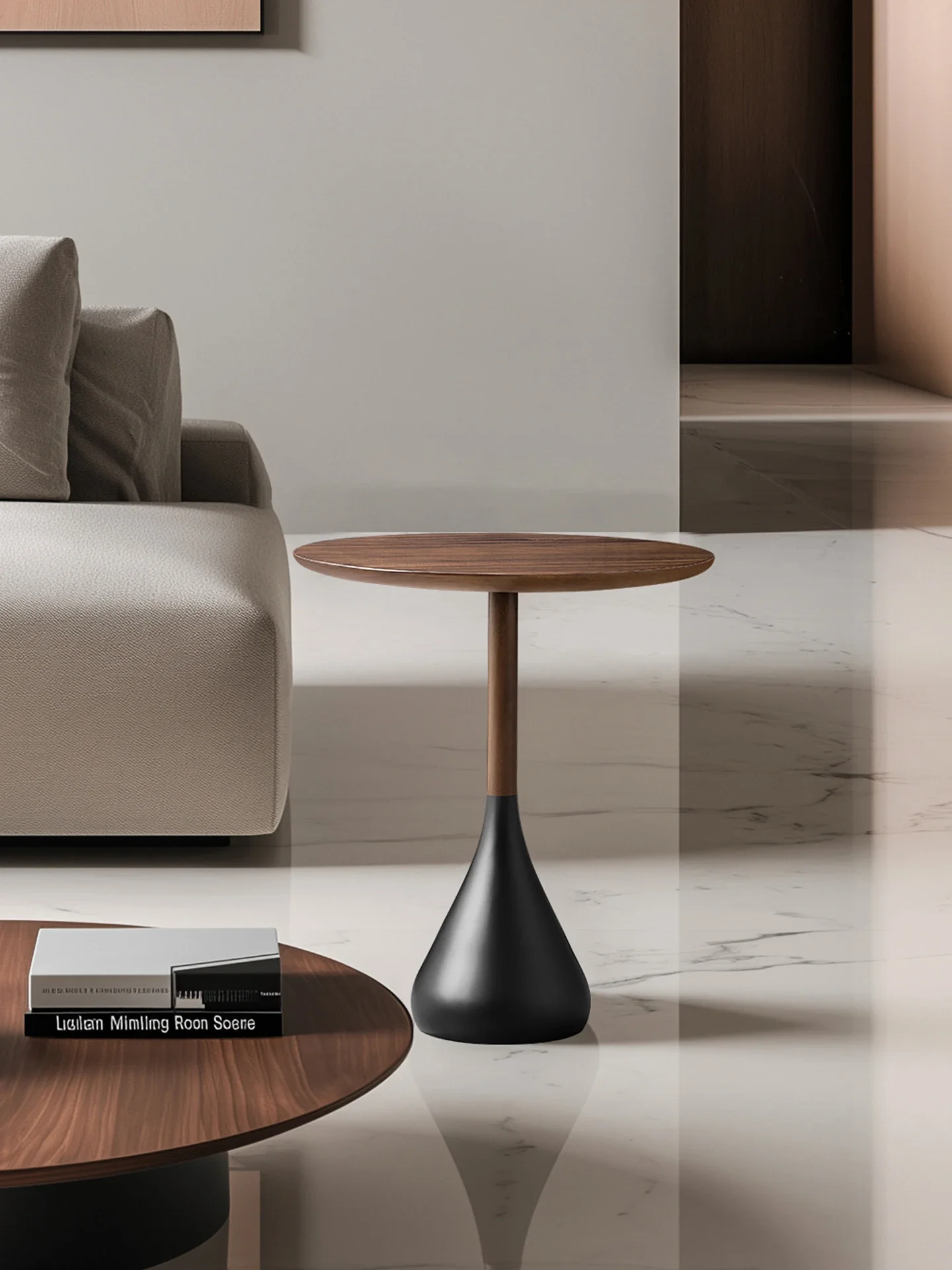Solid wood side table high-end small round  living room sofa small coffee Italian minimalist corner