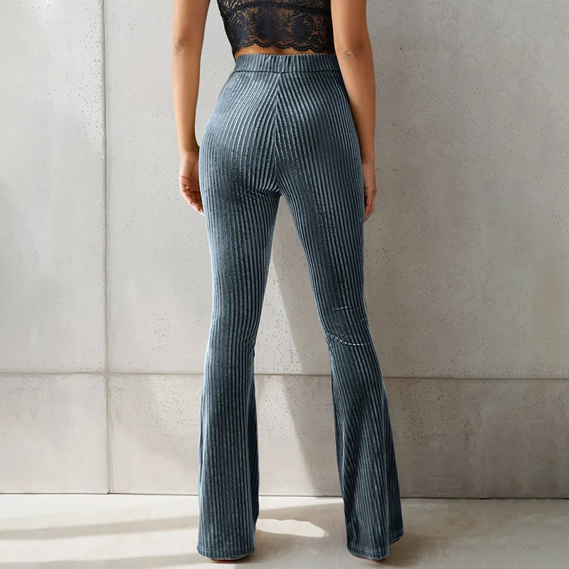 2025 Hot Selling Women's Fashionable Casual Striped Groove Flared Pants, Spicy Girl Slim Fit Pants for Women