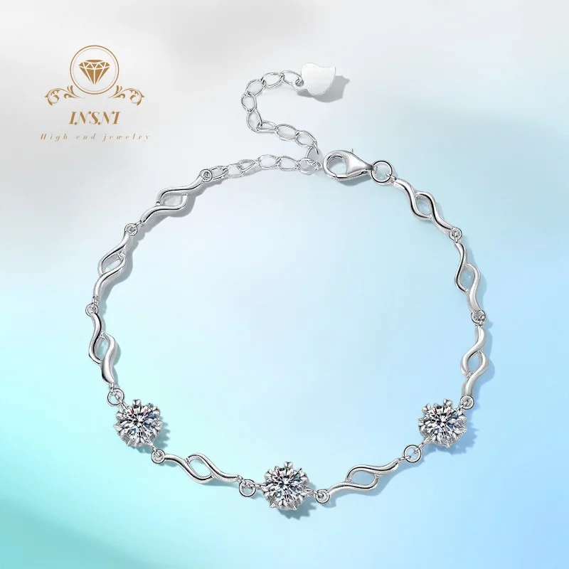 

1.5CT S925 SILVER SIX CLAW SNOWFLAKE PENDANT BRACELET FOR WOMEN CERTIFIED PREMIUM CHIC TRENDING VERSATILE JEWELRY MOISSANITE