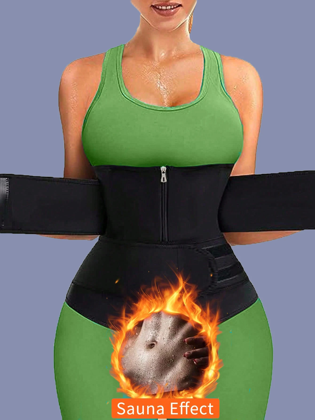 지퍼가 달린 여성용 더블 스트랩 허리 트레이너, 슬리밍 허리 벨트, 슬리밍 트레이닝 벨트, 조절 가능한 허리 지지 벨트, 엘라스