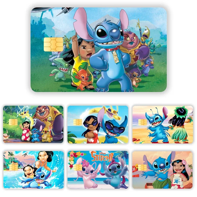 Disney Stitch-pegatinas impermeables para tarjetas de crédito y débito, Stickers para póker, Stickers de película, Stickers pequeños