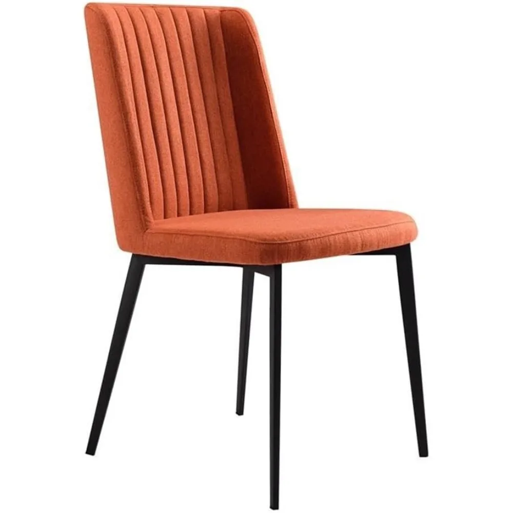 Maine Fabric Dining Accent Side Chair, Set of 2, Orange