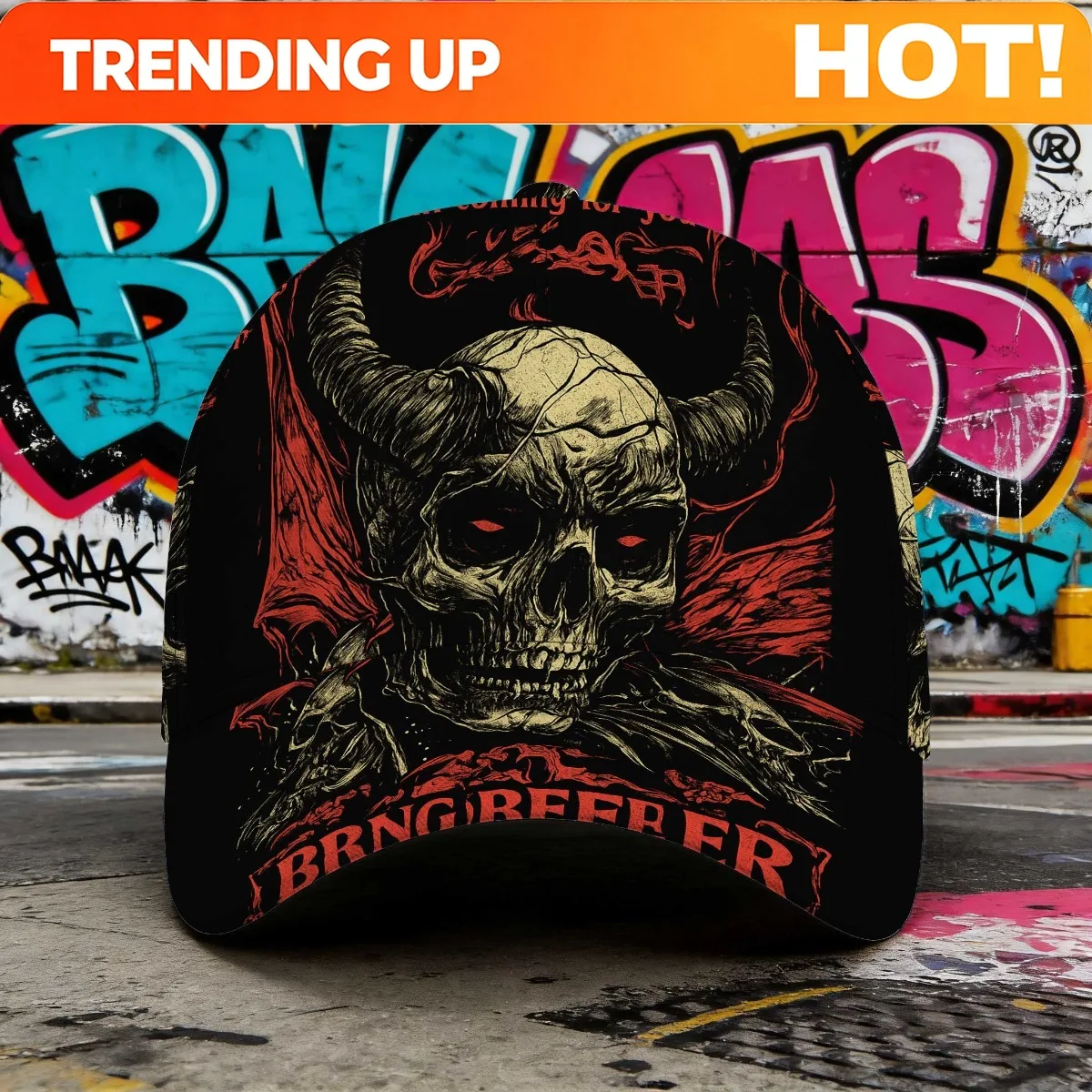Custom 1pc Featuring A Skull Devil Whispers Design, This Classic Baseball Cap Is A Sporty Accessory Made From Lightweight Polyes