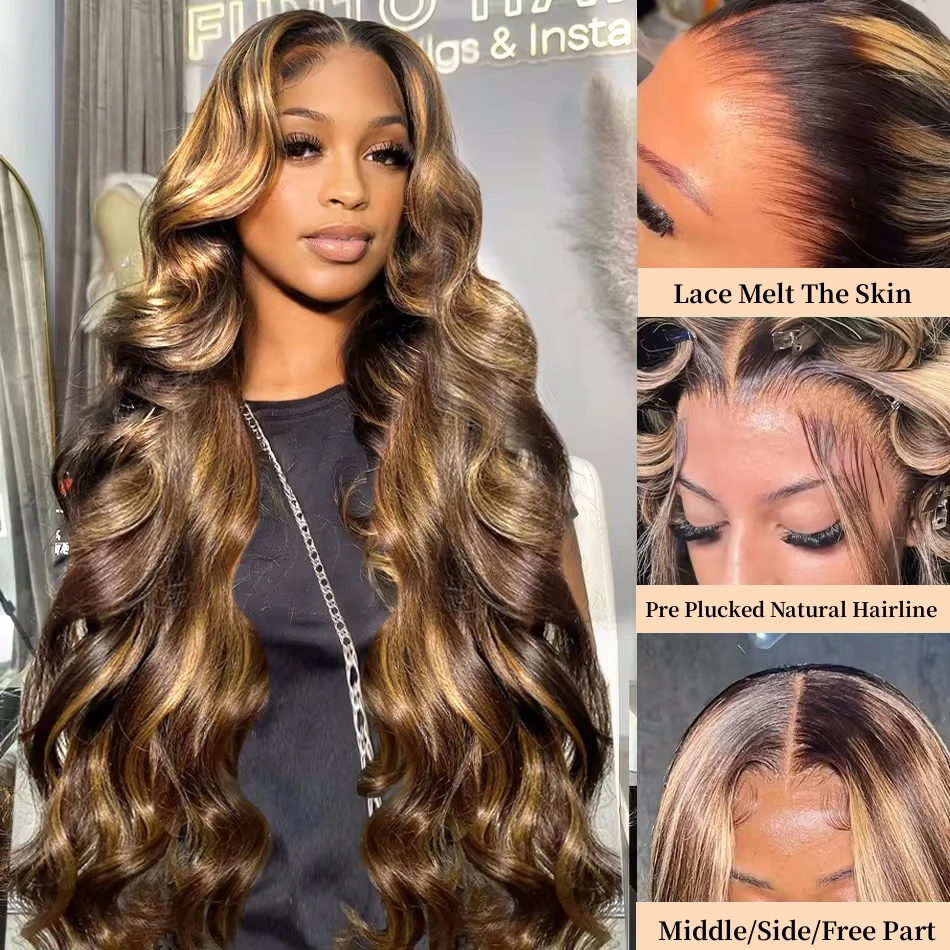 30 Inch 13X4 Hoogtepunt Pruik Body Wave Kant Voor Pruik Braziliaanse Honing Blonde Gekleurde Menselijk Haar Pruiken voor Vrouwen Kant Frontale Pruik