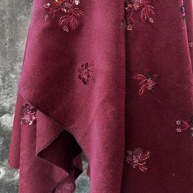 

1yard red woolen fabrics for clothing Sequin embroidery sewing accessories DIY Coat,outerwear,suit designer Fabric