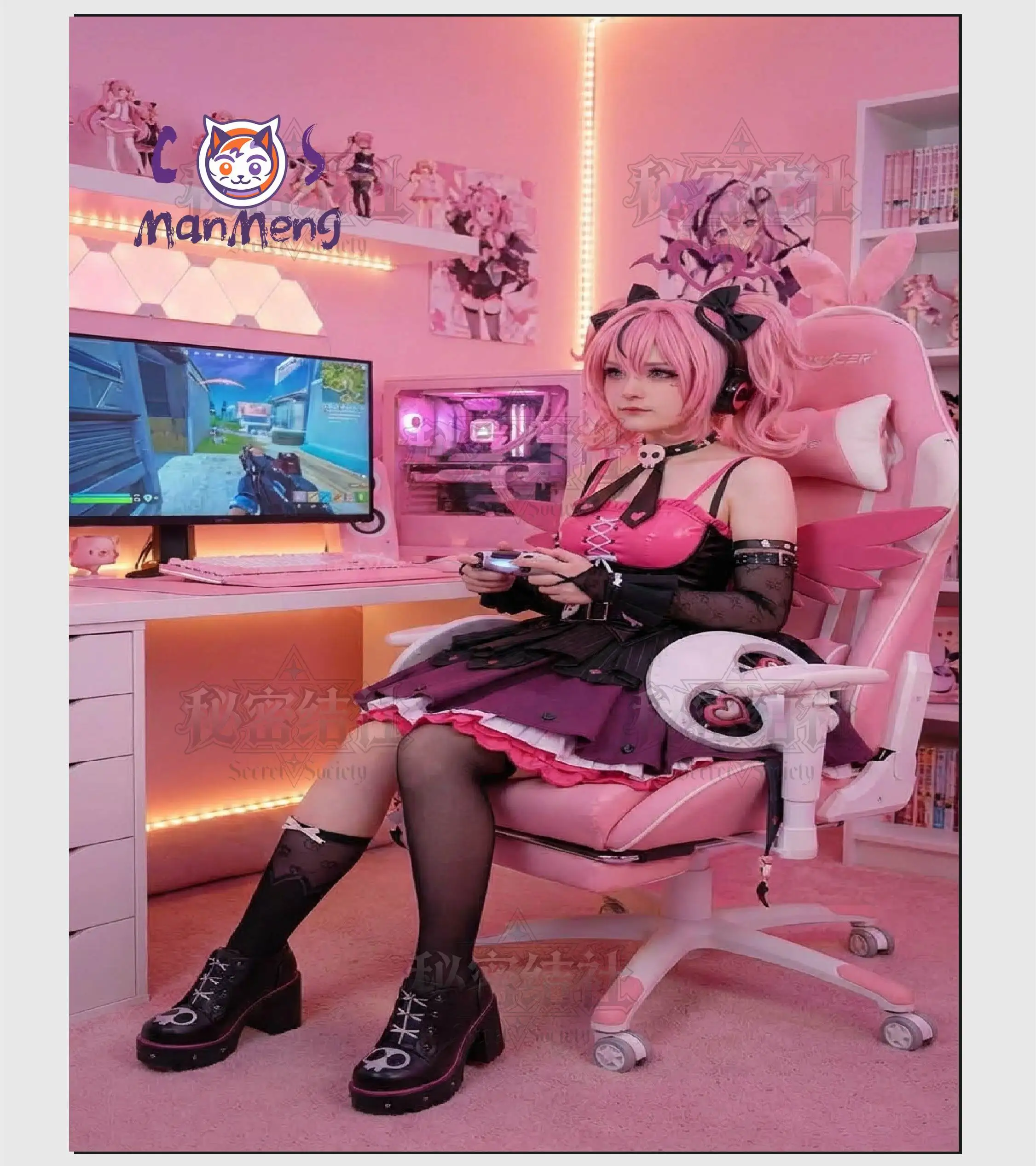 Disfraz de Cosplay de Aria del Juego Zenless Zone Zero, Vestido Lolita de Cuero Negro para Mujer, Accesorios, Peluca, Uniforme para Halloween y Carnaval