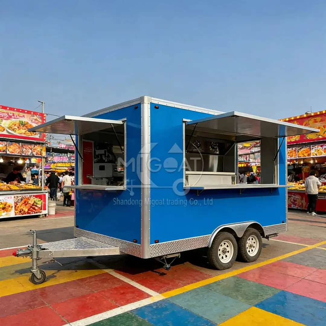 

Commercial Mobile Food Trailer Stainless Steel Kitchen Cart for Hamburger Hot Dog BBQ Street Food Vending