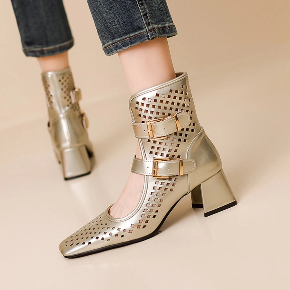 

Женские летние крутые ботинки высокого качества на платформе из мягкой кожи, дышащая армейская обувь в готическом стиле с отверстиями, лето 927-1