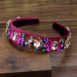 Cute Boho Sparkly Pink Crystal Rhinestone Headbands Handmade Diamante Hairbands For Girls Wedding Women Luxury Hair Jewelry