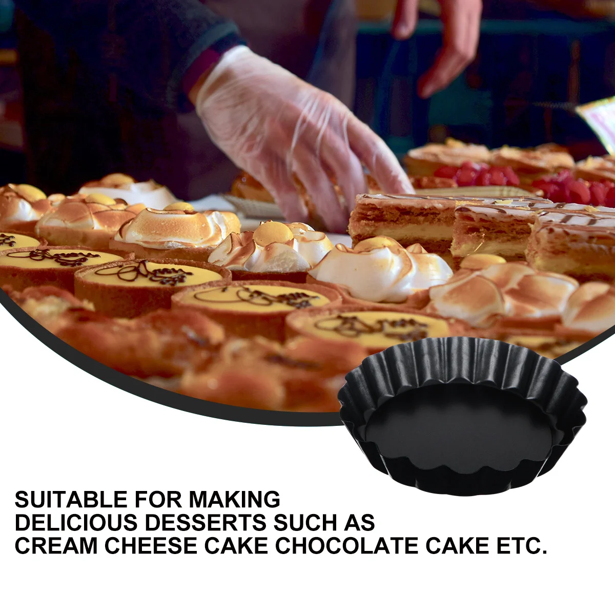 

6Pcs Round Chrysanthemum Pie Pan Nonstick Carbon Steel Baking Tray Removable Base Easy Release Tart Baking Tools