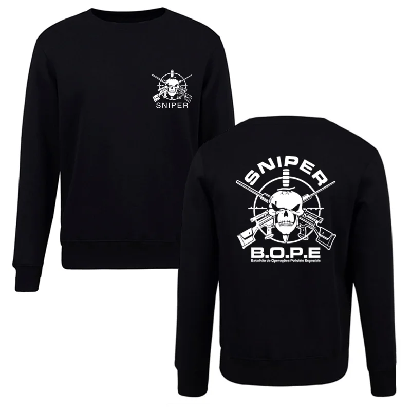 Brazil Military Unit BOPE Special Forces Sniper Men Sweatshirts Casual O-Neck Pullover Hoodie Cotton Streetwear Oversize