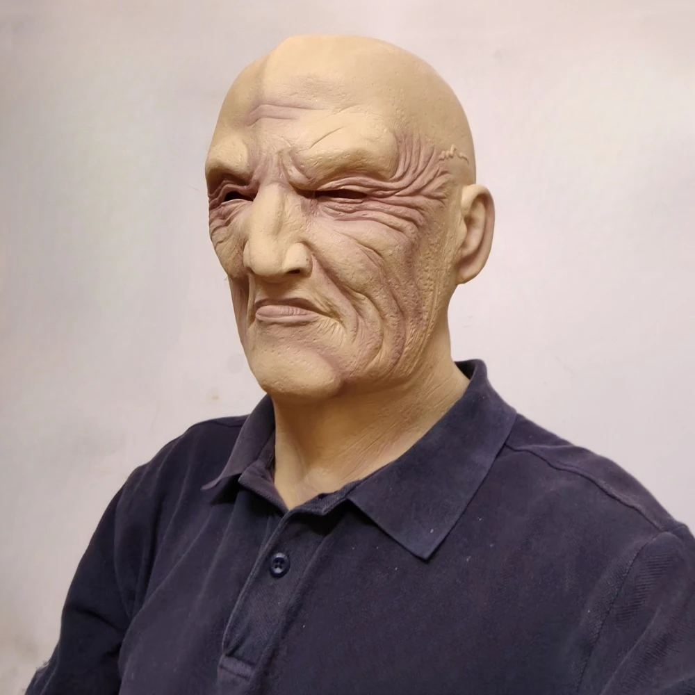 Gangster Bald Old Man Mask Fierce Intimidating Perfect for Role-Play Halloween Costumes Latex Headpiece Props