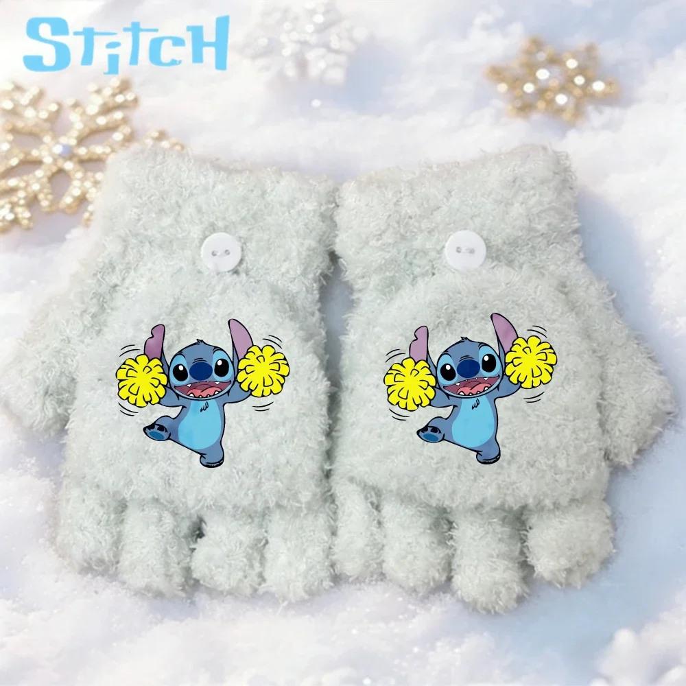 لطيف ديزني غرزة نصف اصبع الوجه قفازات لطيف فتاة الدفء شاشة لمس محبوك قفاز أزياء الكرتون أنيمي الشتاء هدية #2