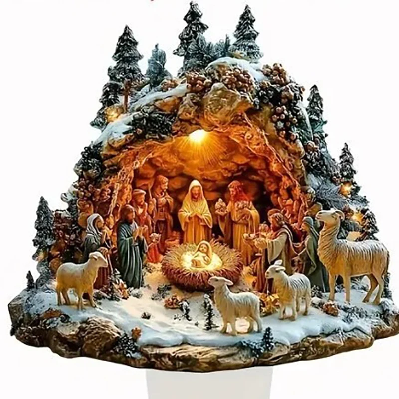 Jesus Birth Decor Glossy Acrylic Xmas Centerpiece Nativity Table Accessory Lightweight 2d Flat Christian Decoration For Party