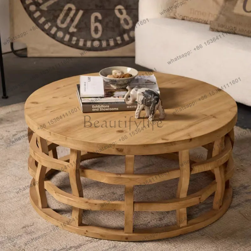 LSMini Unique Side Table Wood Outdoor Decoration Accessories Designer Coffee Table Aesthetic Center Couchtisch Patio Furniture