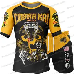 Cobra Kai Rash Guards Surfing Jersey Beach Skating Shirts Summer Swimwear Diving Gym MMA BJJ Men Jiu Jitsu Fitness Tops