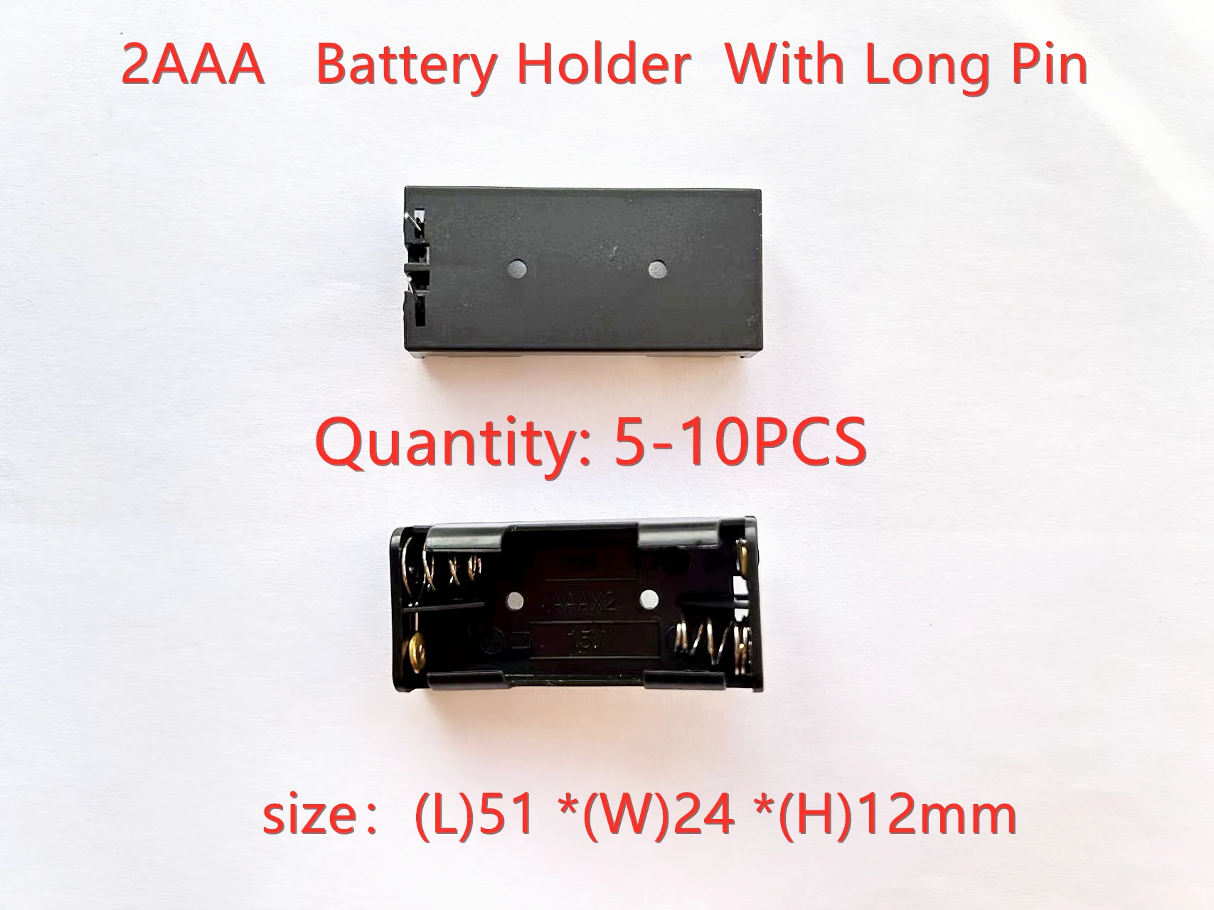 2 Slots AAA Battery Case Box AAA LR6 HR6 LR03 Battery Holder Storage Case With Long Pin Bateria Protection Container