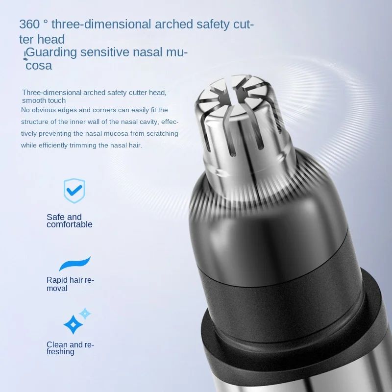 Electric Nose Hair Cutter for Men & Women Stainless Steel Rotary Trimmer with Built-in Battery Made in China