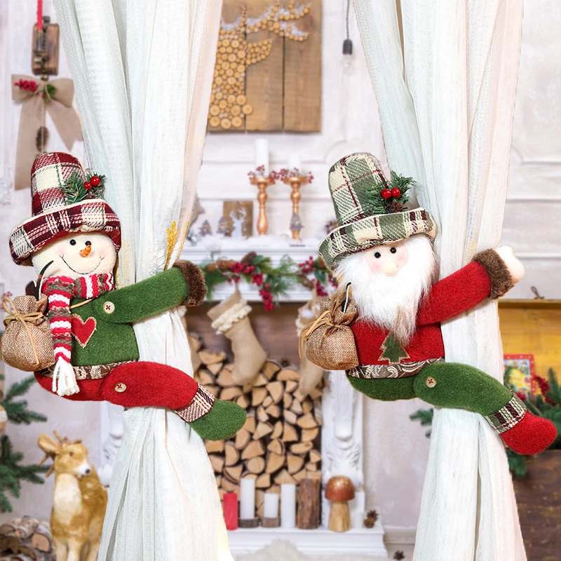Christmas curtain hooks, Santa Claus snowman decorations, curtain ties, home display items, hotel supplies, party props