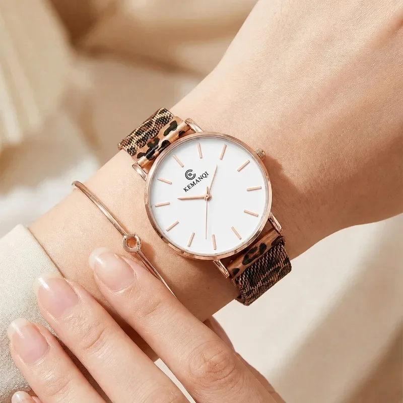 Minimalist Women Watches Top Brand Luxury Ultra Thin Analog Quartz Wristwatches for Woman Fashion Leopard Band Ladies Watch Gift