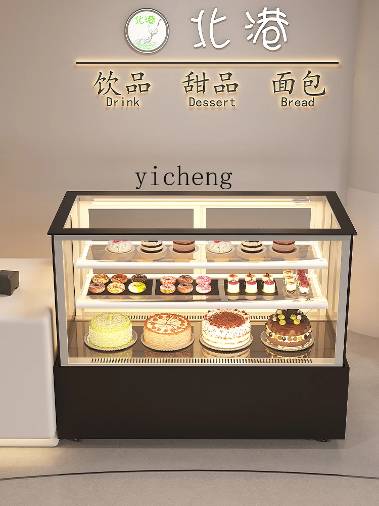 Tqh Cake Freezer Bar Table Air Cooling Frostless Display Cabinet Dessert Mousse Fruit Cooked Cold Dish Heating Preservation