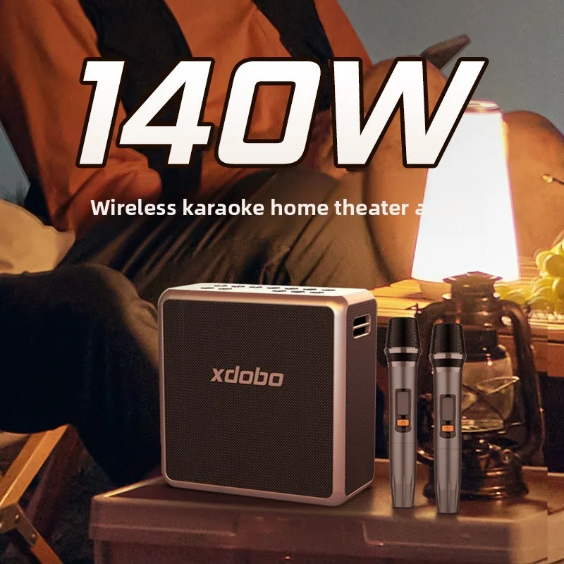

Беспроводная караоке-колонка XDOBO 140W с 2 UHF микрофонами, TWS стерео, водонепроницаемость IPX5, длительное время работы от батареи для вечеринок и кемпинга