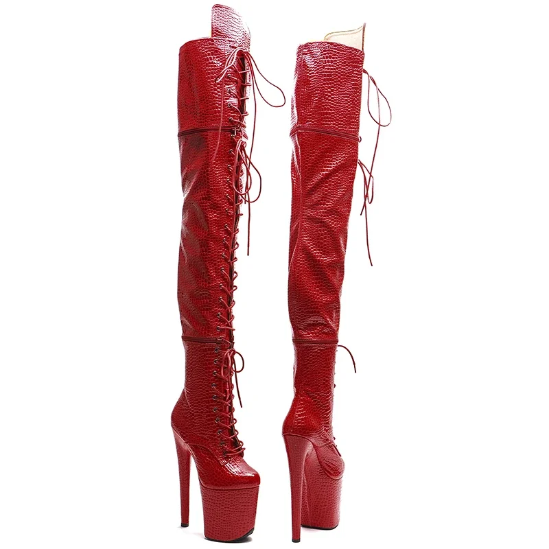 Leecabe 20CM/8Inch PU Upper Zipper split boots Women New Design Three ways wear boots Extreme High Heel  Detachable boots