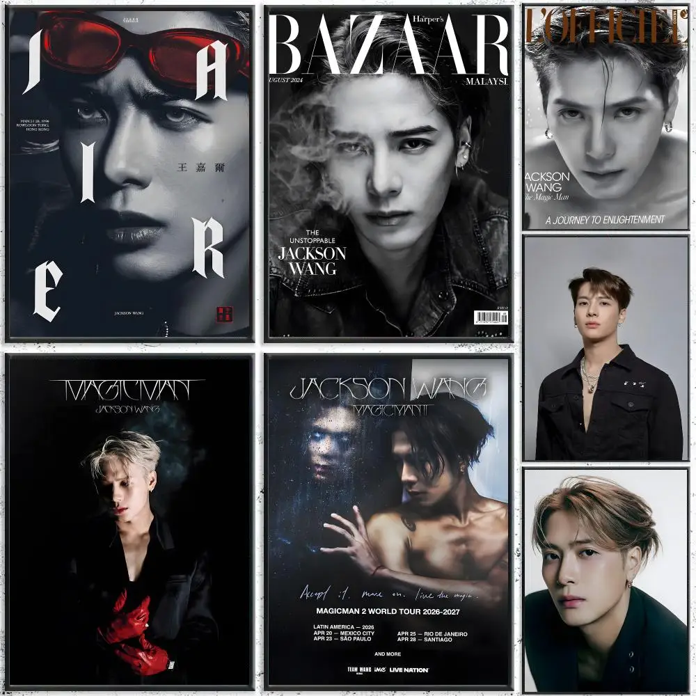 Singer Jackson Wang Poster Aesthetic Self‑Adhesive Waterproof Wall Art Print Home Decor for Bedroom Living Room Bar