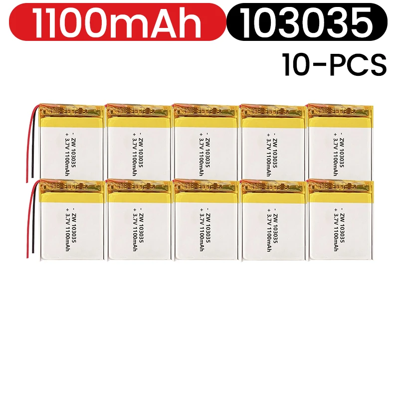 103035 3.7V 1100mAh Battery Lipo Polymer Lithium Ion Rechargeable Batteries +PCB Protection Board PH2.0 XH2.54 Optional Interfac