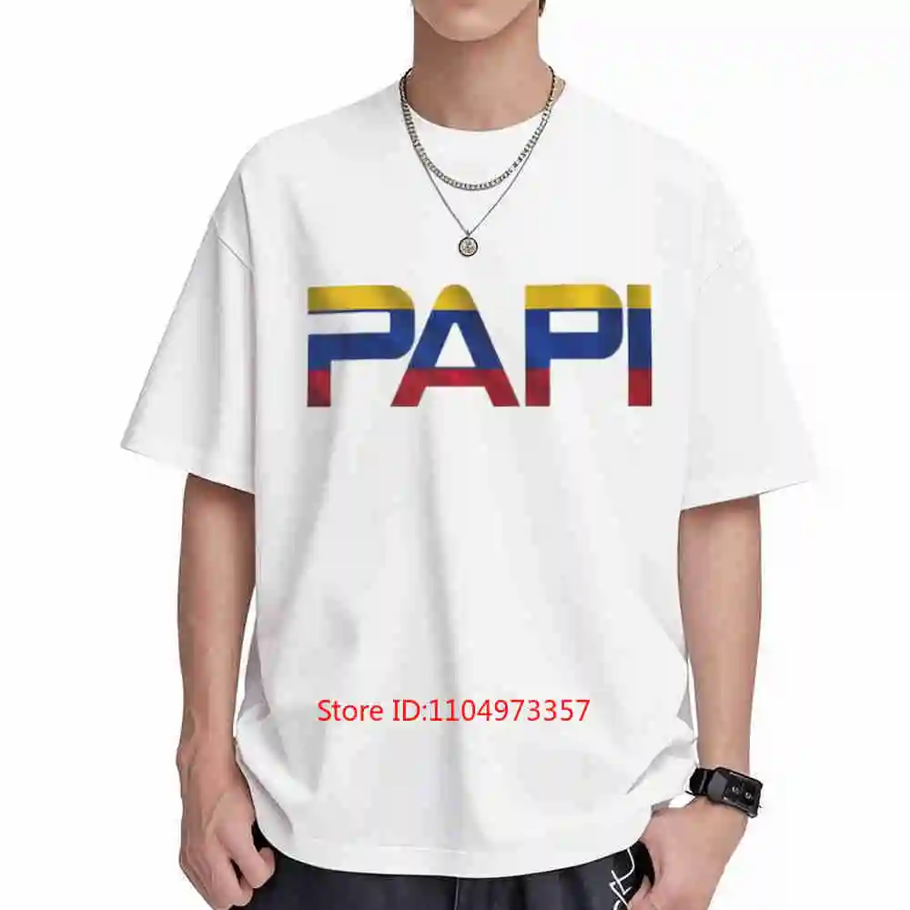 Papi Colombian Flag Yellow Red Short Sleeve Tee 100% Cotton T-Shirt