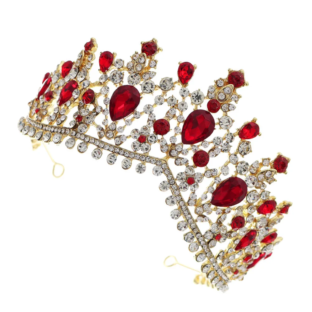 1 قطعة إكسسوار التاج الرجعية الفضة كريستال تيارا للنساء العروس حفل زفاف الزفاف أغطية الرأس حجر الراين سبيكة غطاء الرأس الشعر