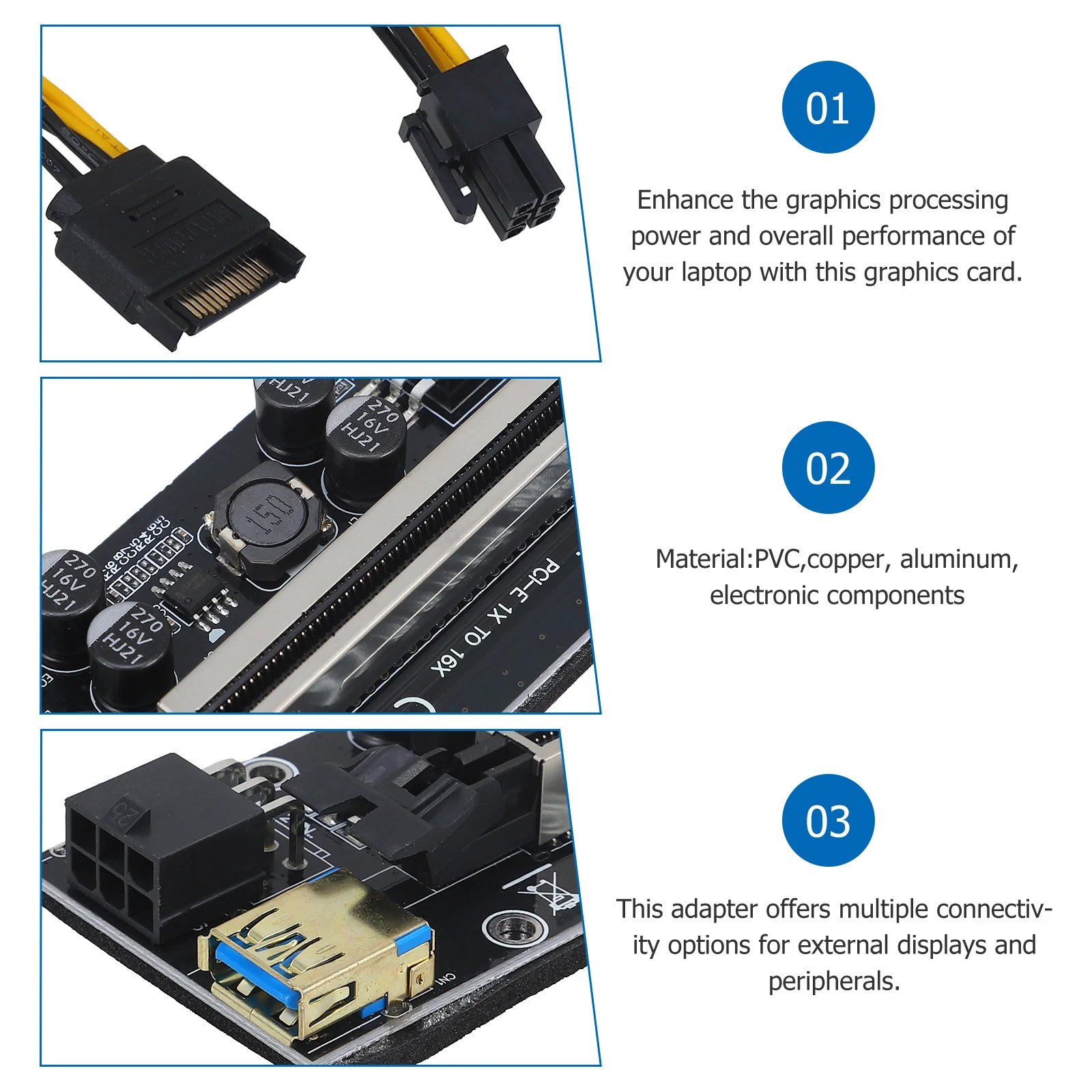 

1Set Pcie External GPU Riser Card Graphics Card Adapter for Laptop Mining Gaming Multimedia Accessory External GPU for Laptop