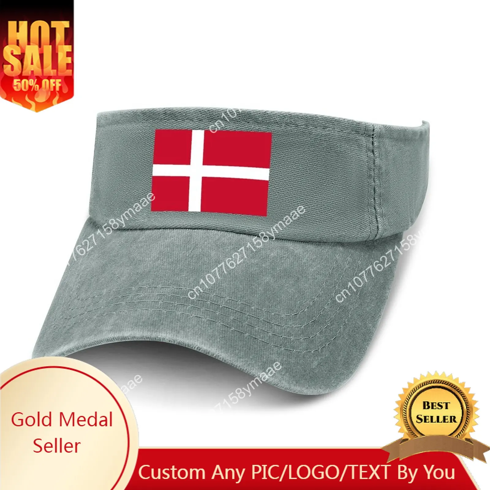 Denmark Flag Sun Visor Leaky Top Cowboy Hats Mens Womens Customize Cap Sports Baseball Tennis Golf Caps Empty Open Top Hat