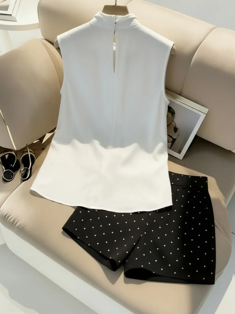 Old Money Tailored Shorts & Vest Matching Set Preppy Style Sleeveless Blouse 2 Piece Co-ord Suit Women Summer Office Casual Outfit