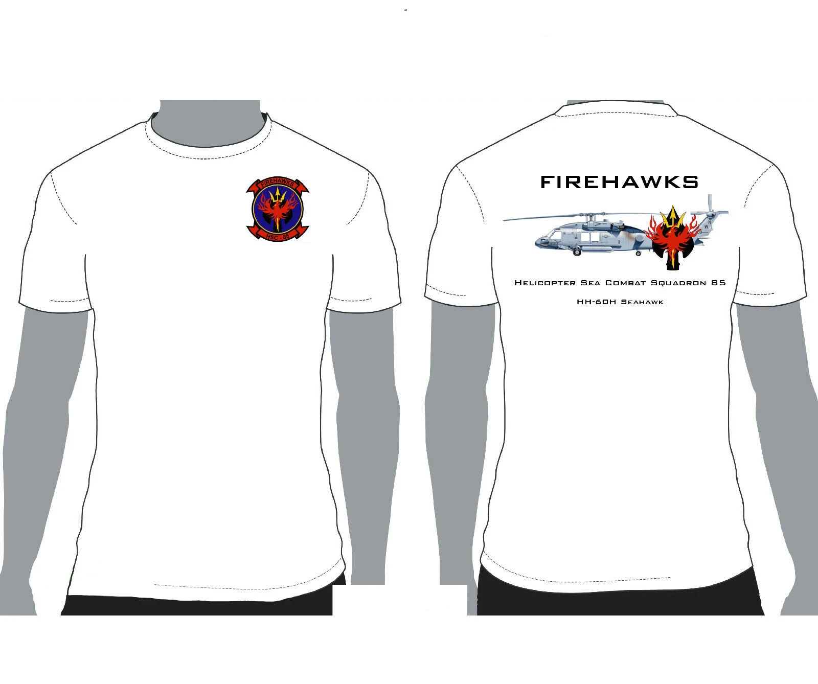 HSC-85 Firehawks Squadron MH-60S Seahawk Helicopters T-Shirt Short Sleeve Casual 100% Cotton O-Neck Mens T-shirt Size S-3XL