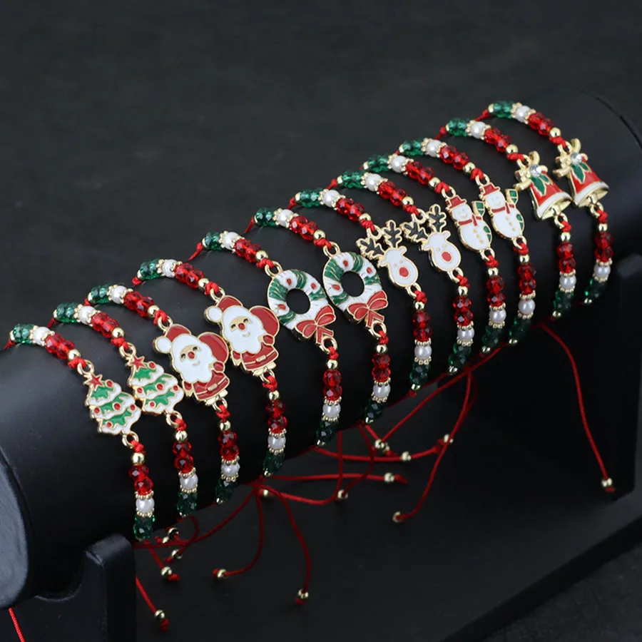 الاقتصادية 12 قطعة/دزينة عيد الميلاد سلسلة سلسلة سوار للجنسين قابل للتعديل عقدة عناصر المهرجان سوار مجوهرات الصداقة الطرف #6