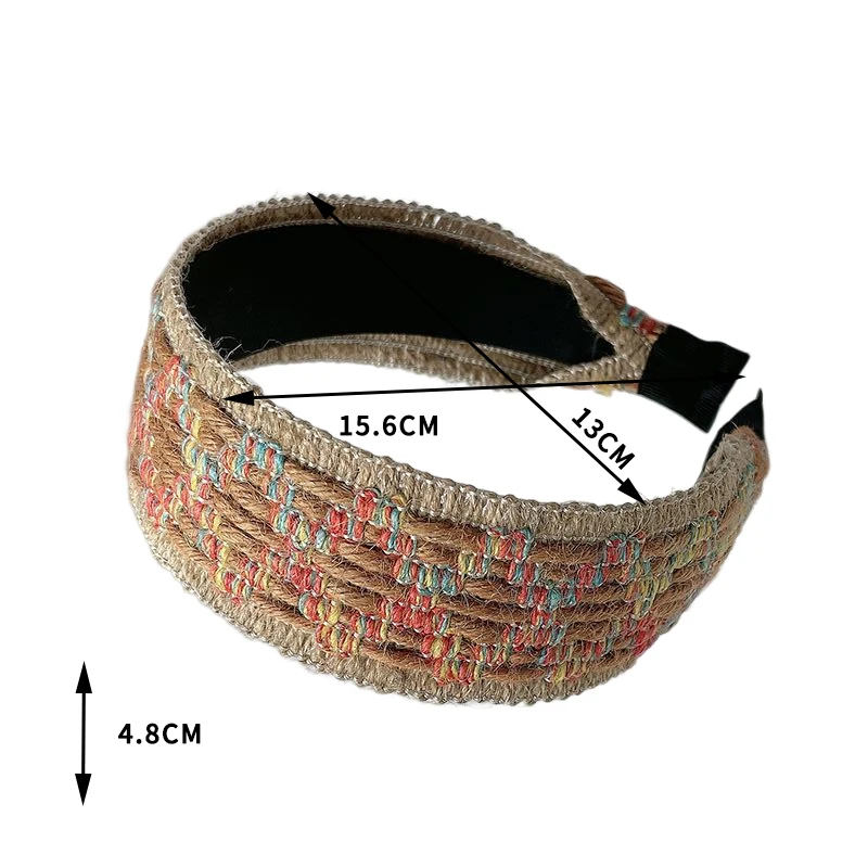 New Colorful Hemp Knitted Splice Hair Hoops for Women Simple and Fashionable Wide Edge Flat Pressed Hair Style Hairpin Accessory