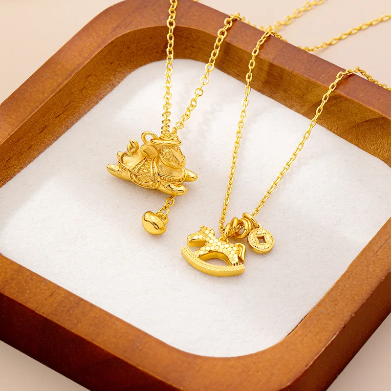 

Новинка: Женское винтажное ожерелье с подвеской-лошадью IceCrack Coin Tassel Horse, цвет песочное золото, кулон на ключицу, модное украшение на удачу в Год Лошади