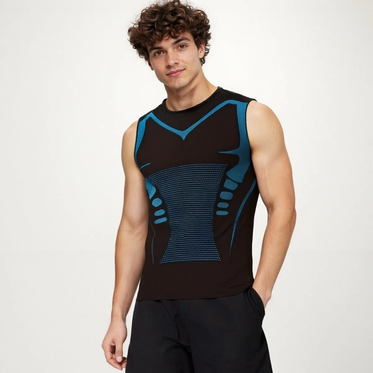 

Men's shoulder quick drying vest sports tight fitting vest super elastic breathable sweat absorbing running fitness training