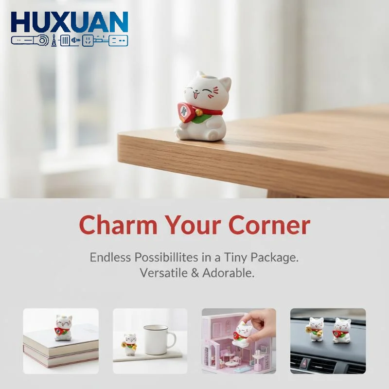 Mini Resin Lucky Cat Figurine Set 6 PCS Adorable Good Luck Blessing Ornament for Study Shelf Car Decor Christmas Gift for Kids